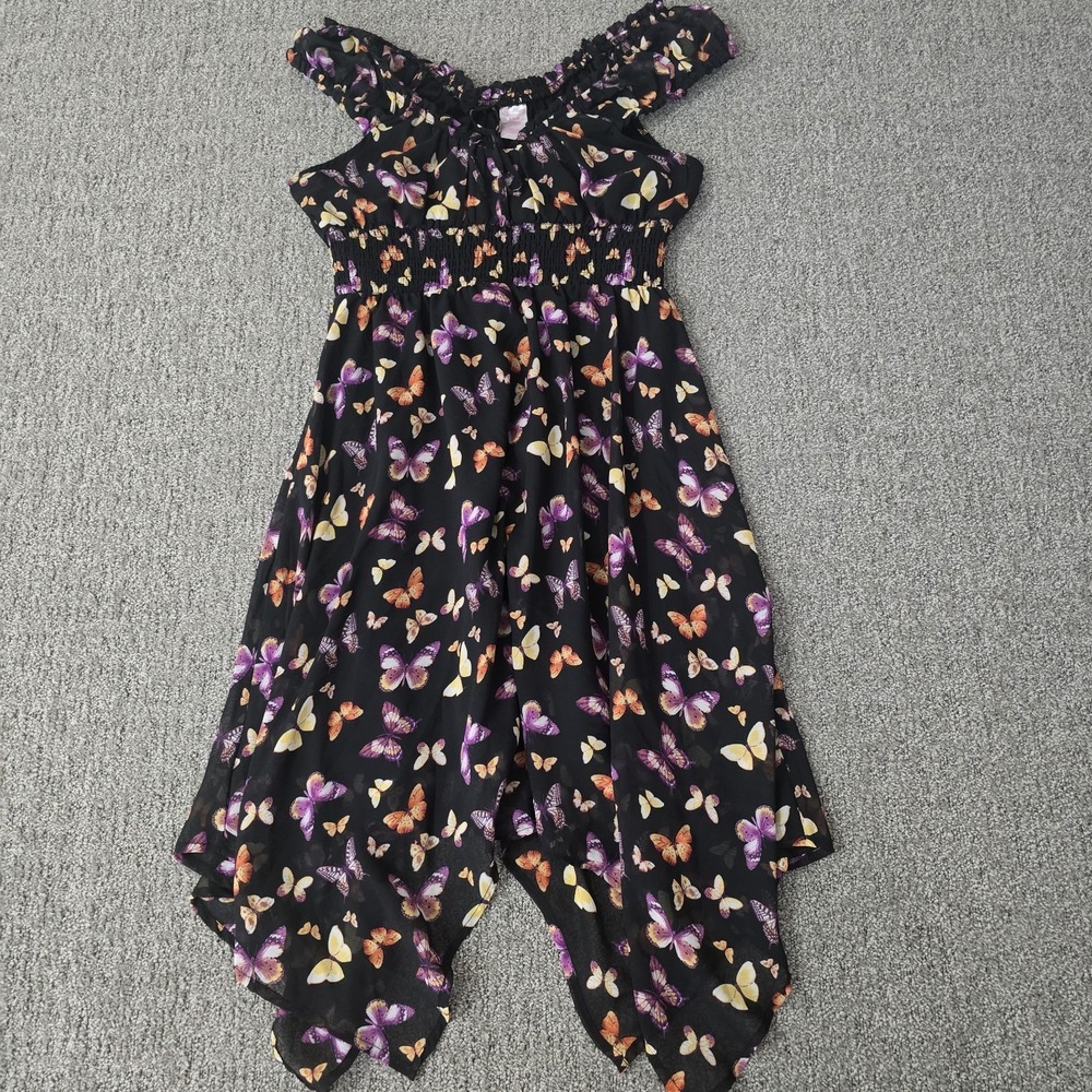 Fairycore Butterfly Asymmetric Y2K Midi Dress Fairy Grunge‎ Ruffle Peasant S